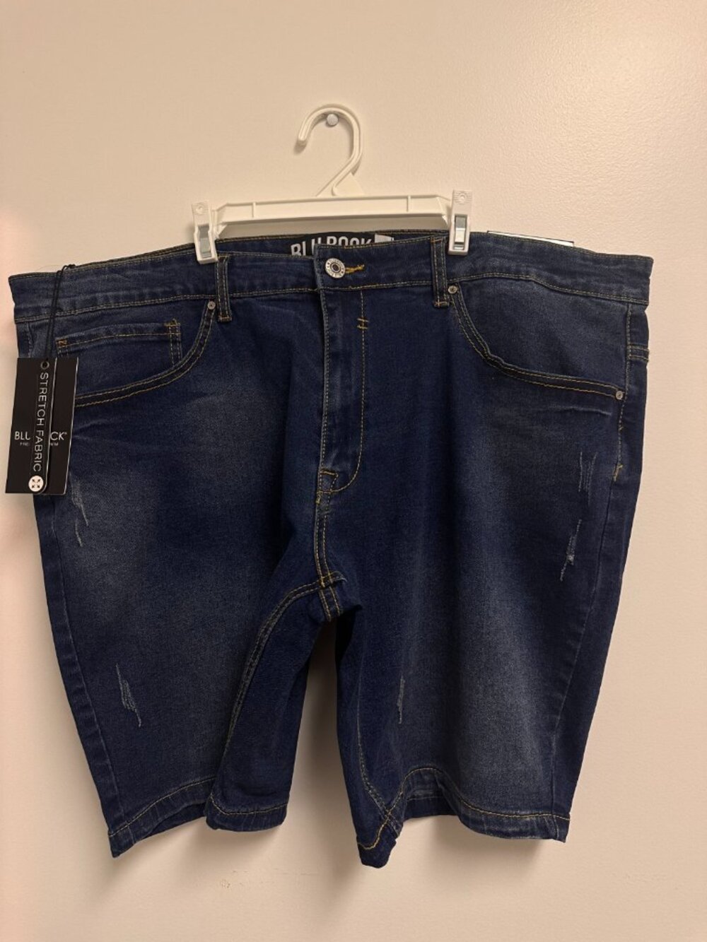 Blu Rock Denim  Shorts Women Size 22 Dark Blue Wash Distressed Stretch
